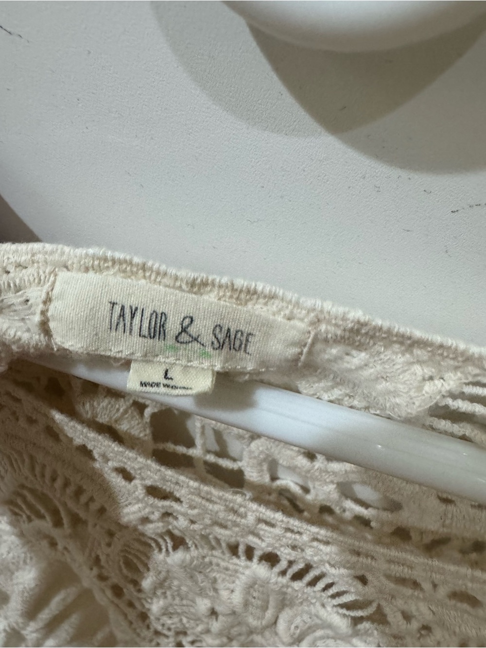 Taylor & Sage Ivory Crochet Lace Boho Blouse - Picture 5 of 6